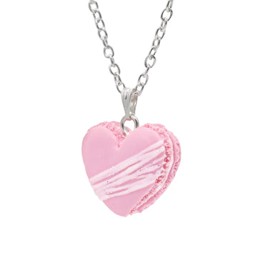 Pink Heart Macaron Charm - Glitter